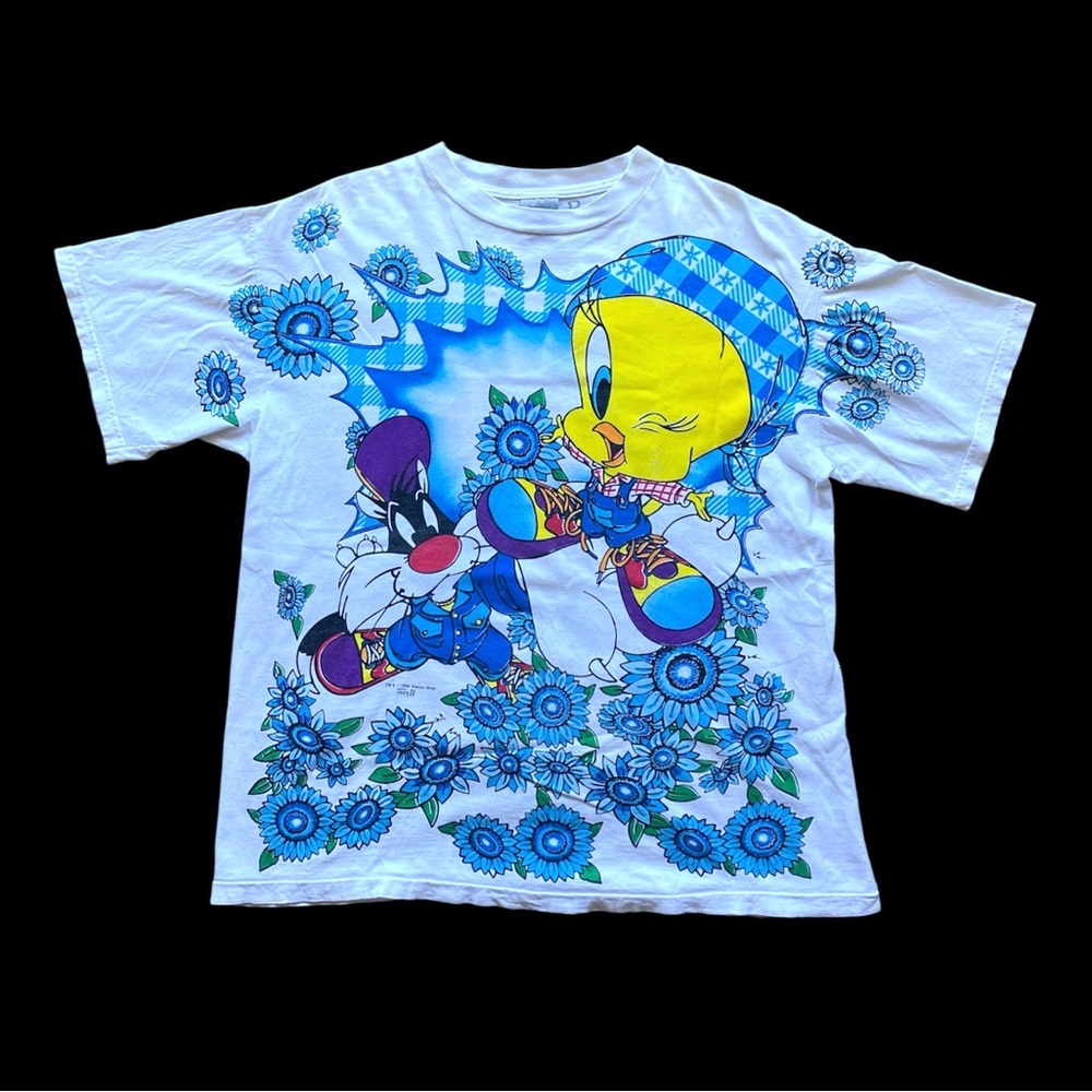 1995 Looney Toons Tweety & Sylvester T-Shirt AOP 90s Vintage Tee XL